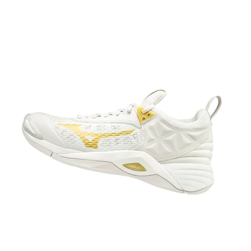 White/Gold Mizuno Wave Momentum Women's Volleyball Shoes | 923-TLKFEU