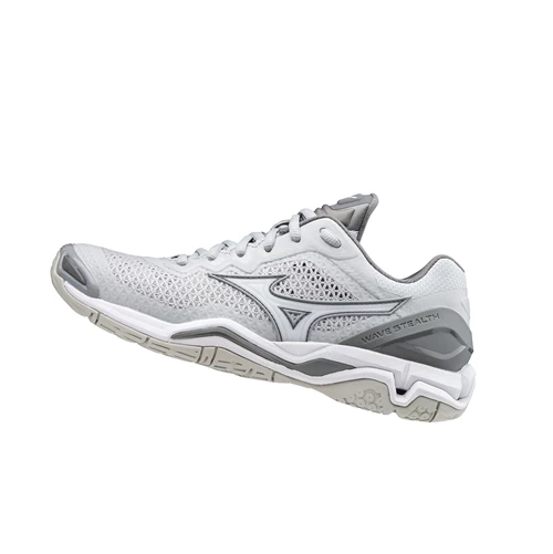 White/Grey Mizuno Wave Stealth V Nb Women's Netball Shoes | 834-WXCHPE